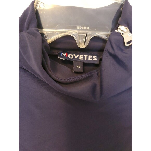 Movetes Sleeveless Top Mock Neck Zip On The Neck Size XS Navy Blue - Picture 2 of 12